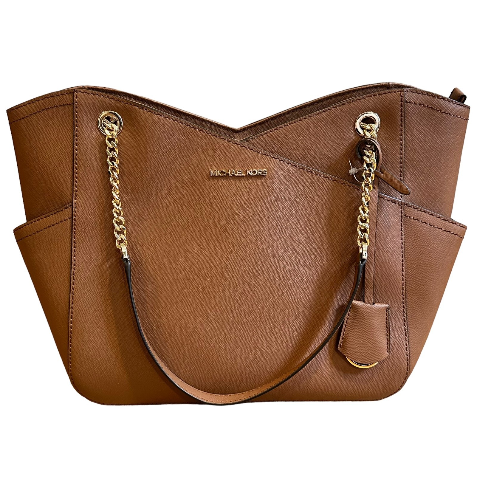 Michael Kors Jet Set Leather Luggage Brown Travel Shoulder Tote Nwt